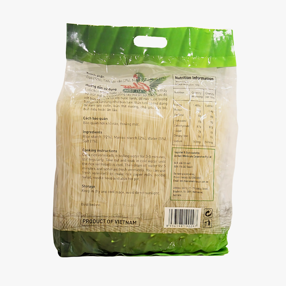 Green Cockatoo Fresh Rice Vermicelli (Bun Tuoi) 908gr