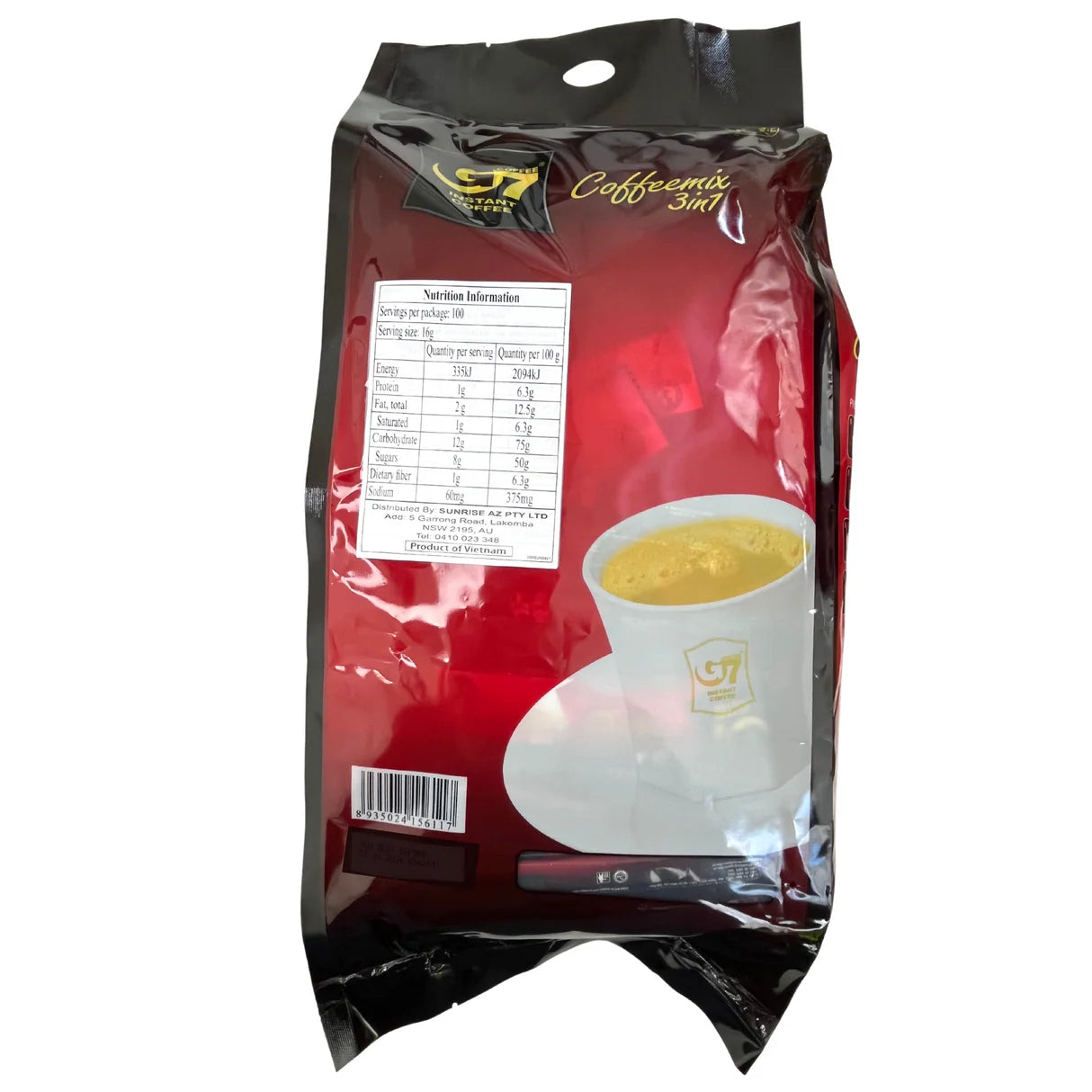 Trung Nguyen G7 3in1 Instant Coffee Bag 100 Sticks (Cafe Trung Nguyen)1600g